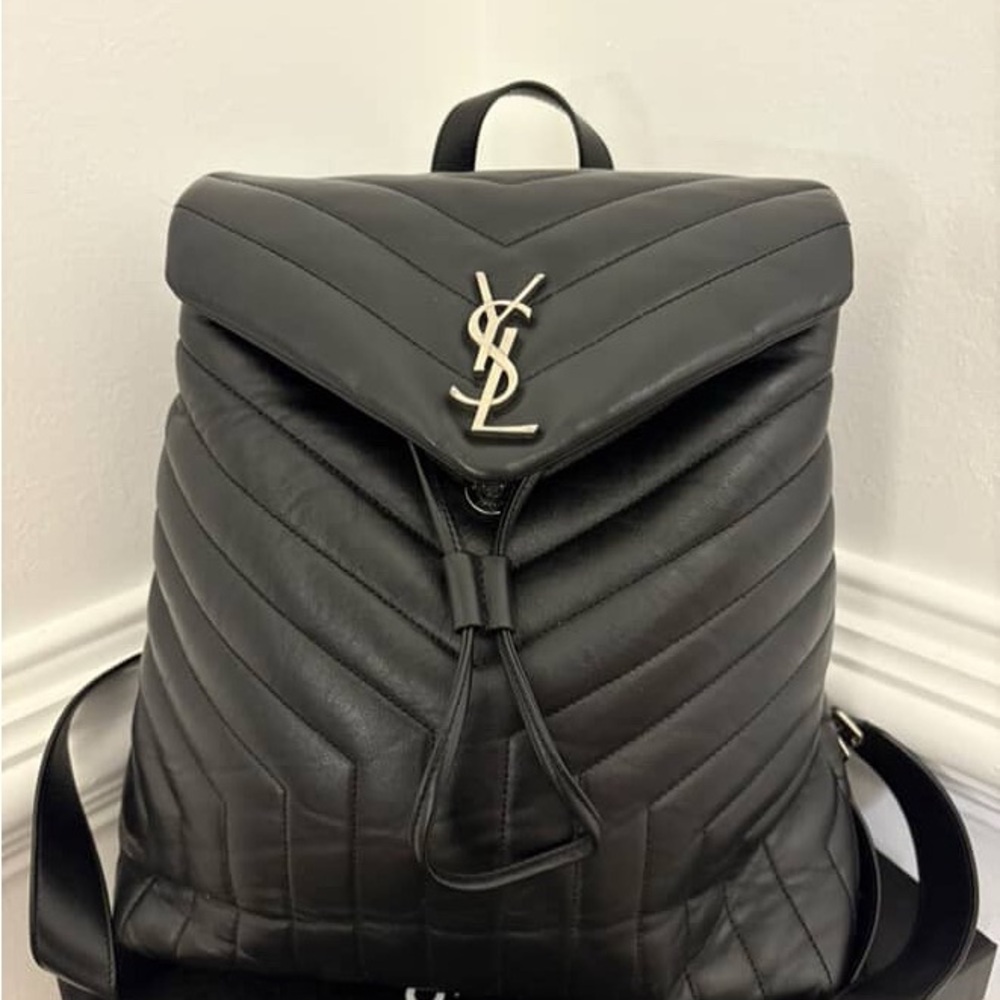Yves Saint Laurent Black Quilted Leather Backpack